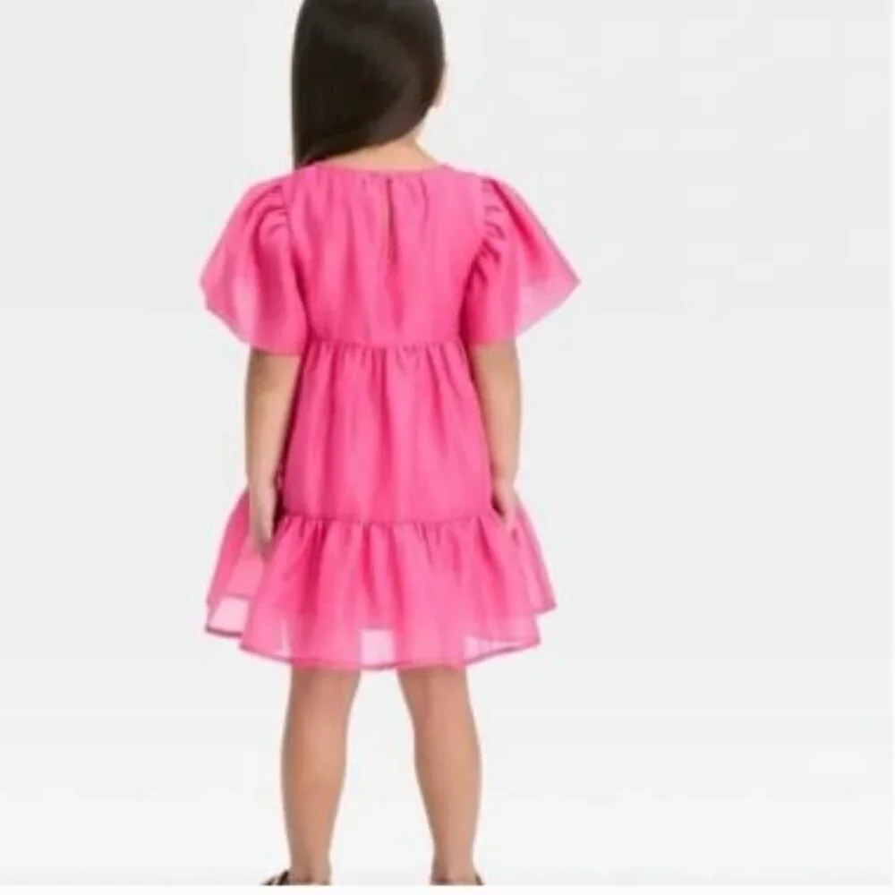 Cat & Jack pink Girls' Bubble Short Sleeve Dress, size 7/8